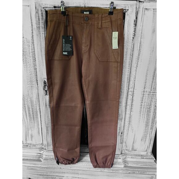 NWT Paige Cognac Mid-Rise Coated Jogger Jeans - 27 waist - Picture 6 of 6